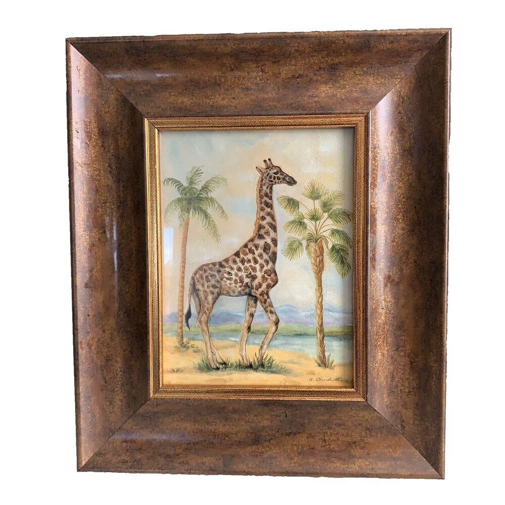 Kirkland's Signature Giraffe Framed Wall Picture Home Decor Accent